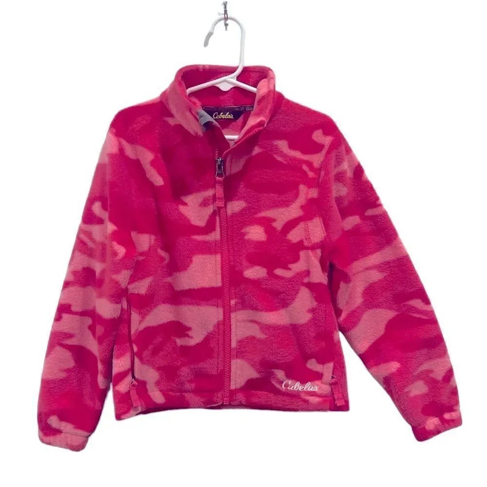Cabela’s little girl youth XS 4/5 pink warm fleece Camo camouflage jacket